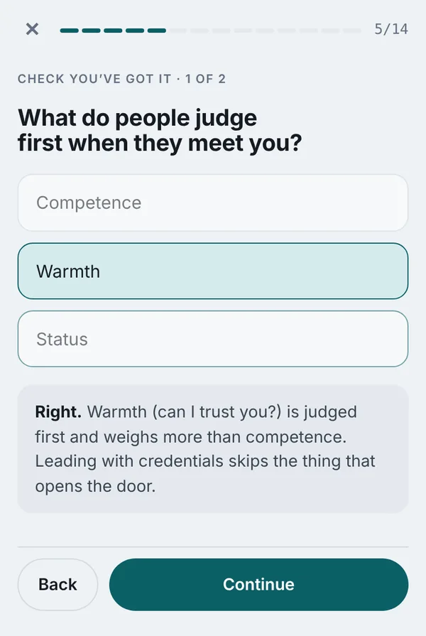 Check you’ve got it screen in the Hold the Room app