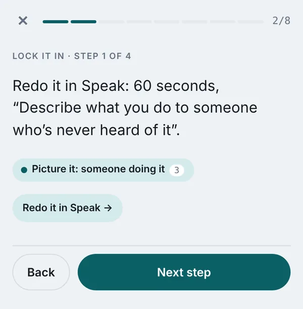 Sunday: review screen in the Hold the Room app